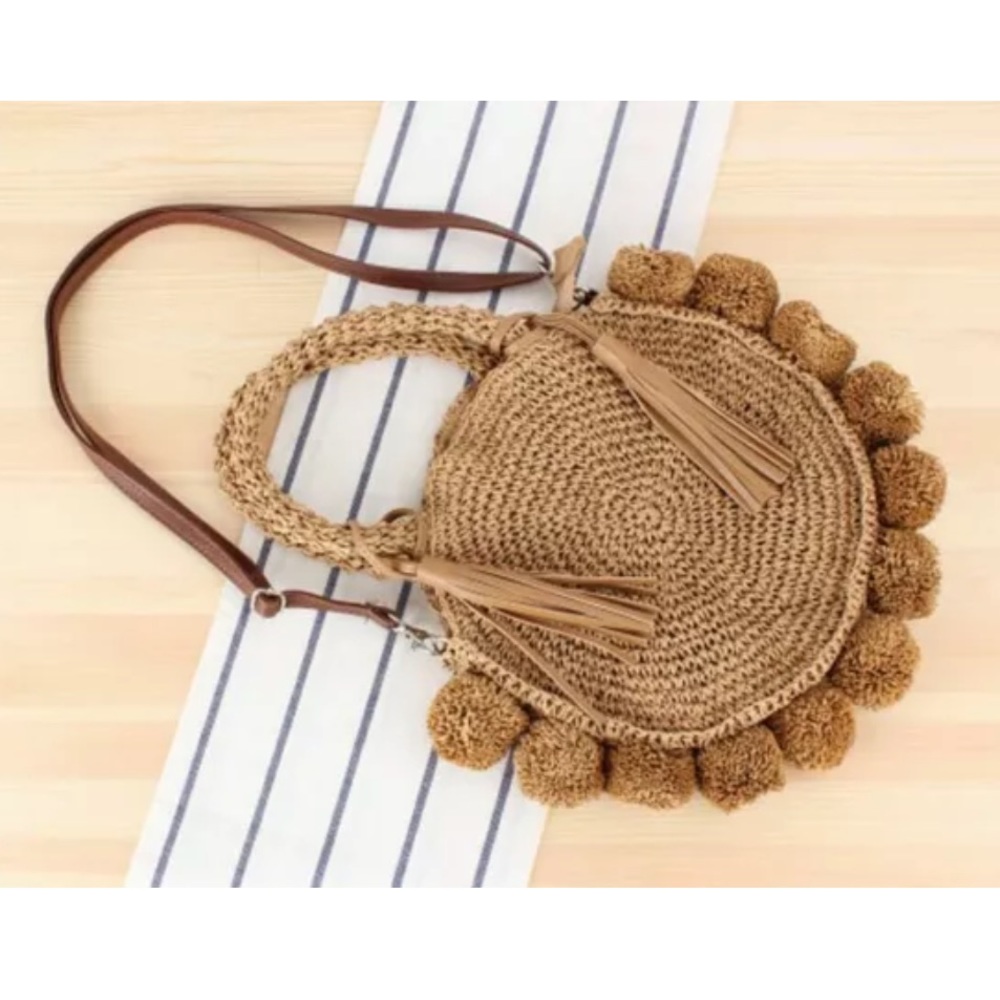 Raffia Straw Tassel Crossbody